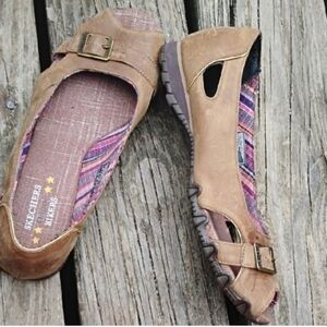 Skechers Women's Brown Flats with Buckle Detail
